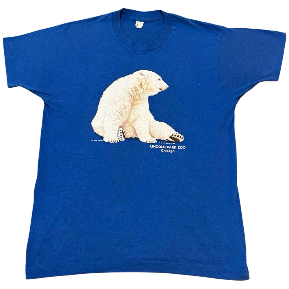 Vintage 80s Lincoln Park Zoo Thomas Shultz Polar Bear Single Stitch Shirt Sz M